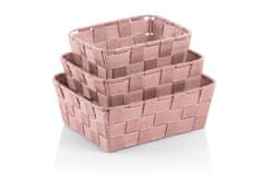 Kela Sada košíků Alvaro plast stříbrno-růžová 3 kusy