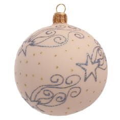 Decor By Glassor Skleněná vánoční koule krémová (Velikost: 8)