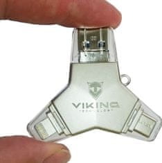 Viking USB FLASH DISK 3.0 4v1 64GB, S KONCOVKOU APPLE LIGHTNING, USB-C, MICRO USB, USB3.0, černá