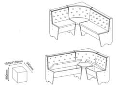 CASARREDO Jídelní rohový SET CORNER dub sonoma/látka