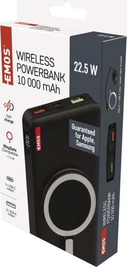 Emos Powerbanka EMOS WI 1022D, 10 000 mAh, 22,5 W+Wireless