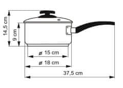 Kolimax Rendlík s rukojetí Cerammax Pro Comfort s poklicí, průměr 18 cm, objem 2 l, keramický povrch černý granit