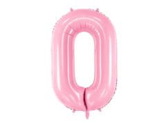 PartyDeco Fóliový balónek Číslo 0 světle růžový 86cm