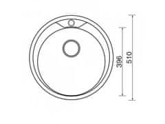 Sinks Round 510 V 0,6mm matný nerezový kuchyňský dřez