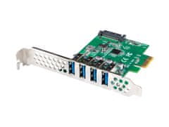 shumee LANBERG PCI-E X1 -> 4X USB-A 3.1 GEN1 KARTA S NÍZKÝMI PROFILY PCE-US3-004