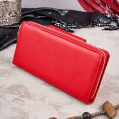 PAOLO PERUZZI Červená Kožená Velká Taška Rfid Wallet Clutch