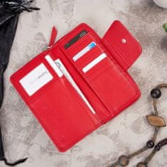 PAOLO PERUZZI Červená Kožená Velká Taška Rfid Wallet Clutch