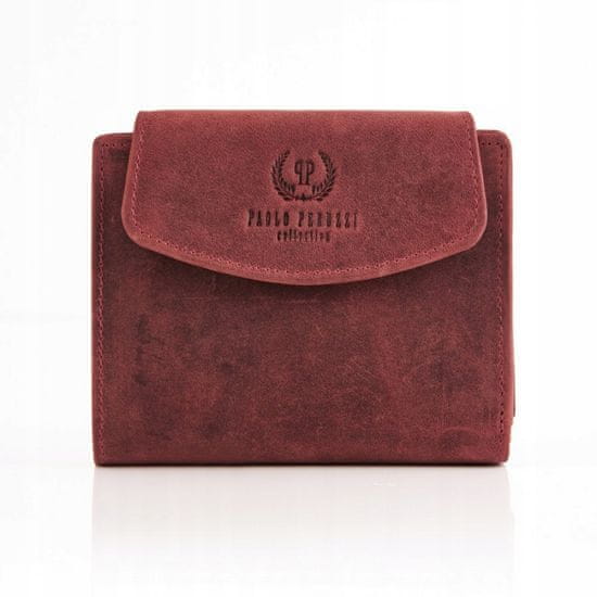PAOLO PERUZZI Stylová Vintage Dámská Červená Kožená Peněženka