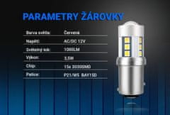 SEFIS LED žárovka P21/5W BAY15D 15SMD 3,5W červená