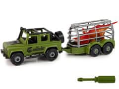 Lean-toys Auto Terénní Transporter Pro Roztáčení Diy Zelený Dinosaurus