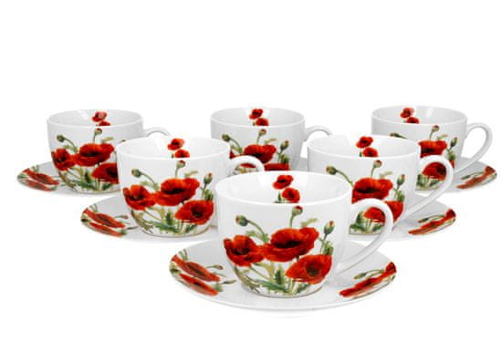 Duo Porcelánová kávová souprava, 6ks šálků s podšálky CLASSIC POPPIES v dárkové krabičce - 6 x 280 ml