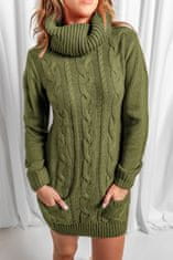 OMG! Dámské pletené šaty s rolákem Ourno zelená XL
