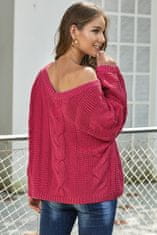 OMG! Dámský pletený svetr s výstřihem do V Kaleb růžová L