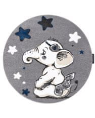 Dywany Łuszczów Dětský kusový koberec Petit Elephant stars grey kruh 120x120 (průměr) kruh