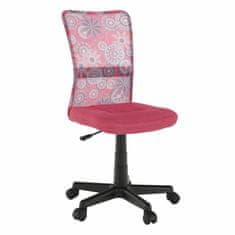 KONDELA Dětská židle na kolečkách Gofy - růžová / vzor / černá