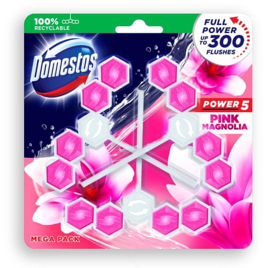 Domestos Power 5 Magnolia tuhý WC blok 3 x 55 g