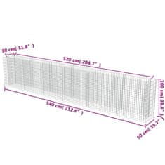 Petromila Gabionový vyvýšený záhon pozinkovaná ocel 540 x 50 x 100 cm