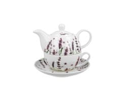 Duo Porcelánový šálek na čaj s konvičkou a podšálkem v dárkové krabičce Classic Lavender - 350 ml, 310 ml