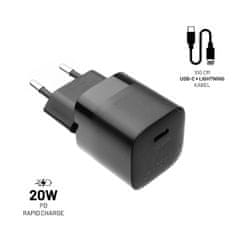 FIXED Set síťové nabíječky FIXED Mini s USB-C výstupem a USB-C/Lightning kabelu, podpora PD, 1 metr, MFI, 20W, černý