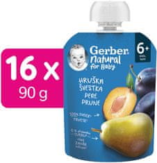 Gerber Natural kapsička hruška a švestka 16x90 g