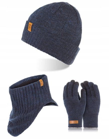 Brødrene Komínové Rukavice Brodrene Navy Blue Set Čepice