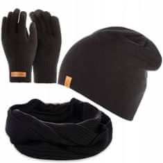 Brødrene Pánská Sada: Čepice Komin Gloves Black 3V1