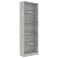 Greatstore Knihovna s 5 policemi betonově šedá 60x24x175 cm dřevotříska