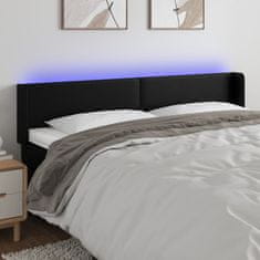 Greatstore Čelo postele s LED černé 203 x 16 x 78/88 cm umělá kůže