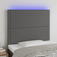 Vidaxl Čelo postele s LED šedé 80x5x118/128 cm umělá kůže