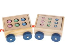 WOWO Dřevěná Montessori Třídička ve tvaru Vláčku s Rybičkami pro Děti