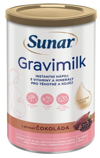 Sunar Gravimilk s příchutí čokoláda nápoj pro těhotné a kojící ženy 450g