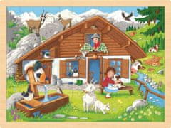 Goki Dřevěné puzzle V Alpách 96 dílků