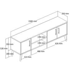 Hanah Home TV stolek Exxen - 1580, Ořech, Antracitová