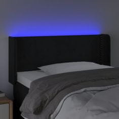 Greatstore Čelo postele s LED černé 93 x 16 x 78/88 cm samet