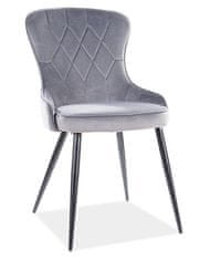 ATAN Jídelní čalouněná židle PIKA velvet šedá/černá