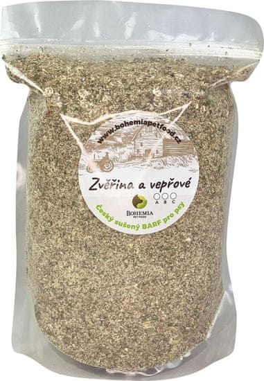 Bohemia Pet Food BOHEMIA Zvěřina a Vepřové A - sušený BARF Hmotnost: 800 g