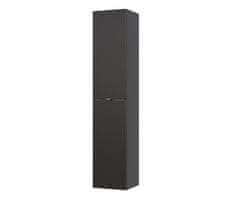 COMAD Koupelnová skříňka vysoká Capri 800 2D černý mat/dub kraft zlatý