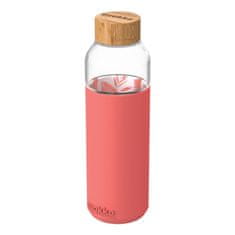 QUOKKA Quokka Flow, Skleněná láhev se silikonovým povrchem PINK BOTANICAL, 660ml, 40006