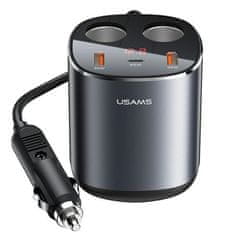 USAMS USAMS AUTO SPLITTER 2XUSB-A/ 1XUSB-C C28 245W ŠEDÁ/ŠEDÁ CC151TC01 (US-CC151)