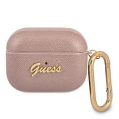 Guess KRYT GUESS GUAPSASMP AIRPODS PRO RŮŽOVÝ/RŮŽOVÝ SAFFIANO SCRIPT METAL COLLECTION