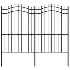 Greatstore Zahradní plot s hroty černý 222 cm práškově lakovaná ocel