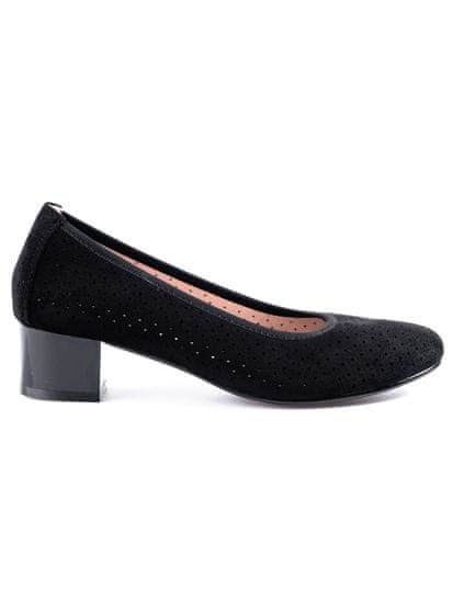 Amiatex Designové lodičky dámské černé na širokém podpatku + Ponožky Gatta Calzino Strech