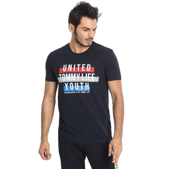 TOMMYLIFE TOMMY LIFE Pánské tmavě modré tričko 298-TS-TL-85133.01X_325408