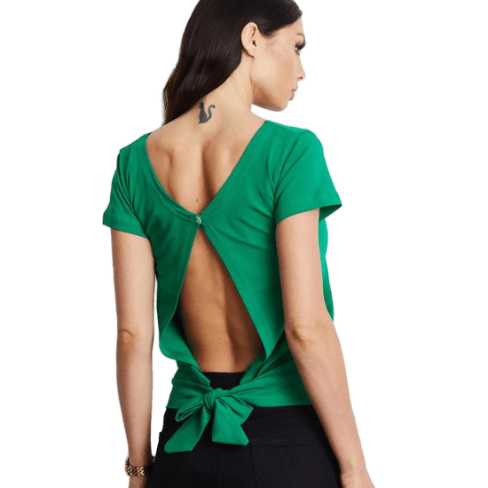 Factoryprice Dámské tričko se zavazováním na zádech OKI tmavě zelené PL-BZ-1529.00_264498