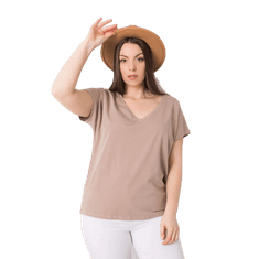 BASIC FEEL GOOD Dámské tričko s výstřihem plus size do V CASSIE tmavě béžové RV-TS-6305.22P_361531 3XL