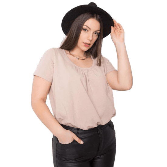 BASIC FEEL GOOD Dámská halenka plus size bavlněná CELESTE béžová RV-TS-6320.85P_361537