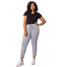 BASIC FEEL GOOD Dámské tepláky melanžové plus size ALVA šedé RV-DR-6300.19_360617 3XL