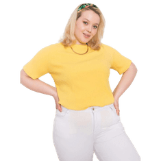 BASIC FEEL GOOD Dámská halenka plus size z žebrované látky STELLA žlutá RV-BZ-6323.92_362533 2XL