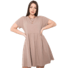 Dámské šaty s krátkými rukávy plus size MOLLY tmavě béžové RV-SK-6292.09P_361514 3XL