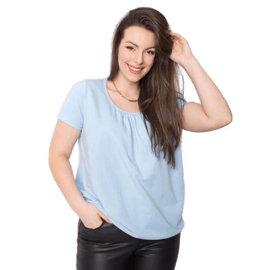 BASIC FEEL GOOD Dámská halenka plus size bavlněná CELESTE světle modrá RV-TS-6320.85P_361536